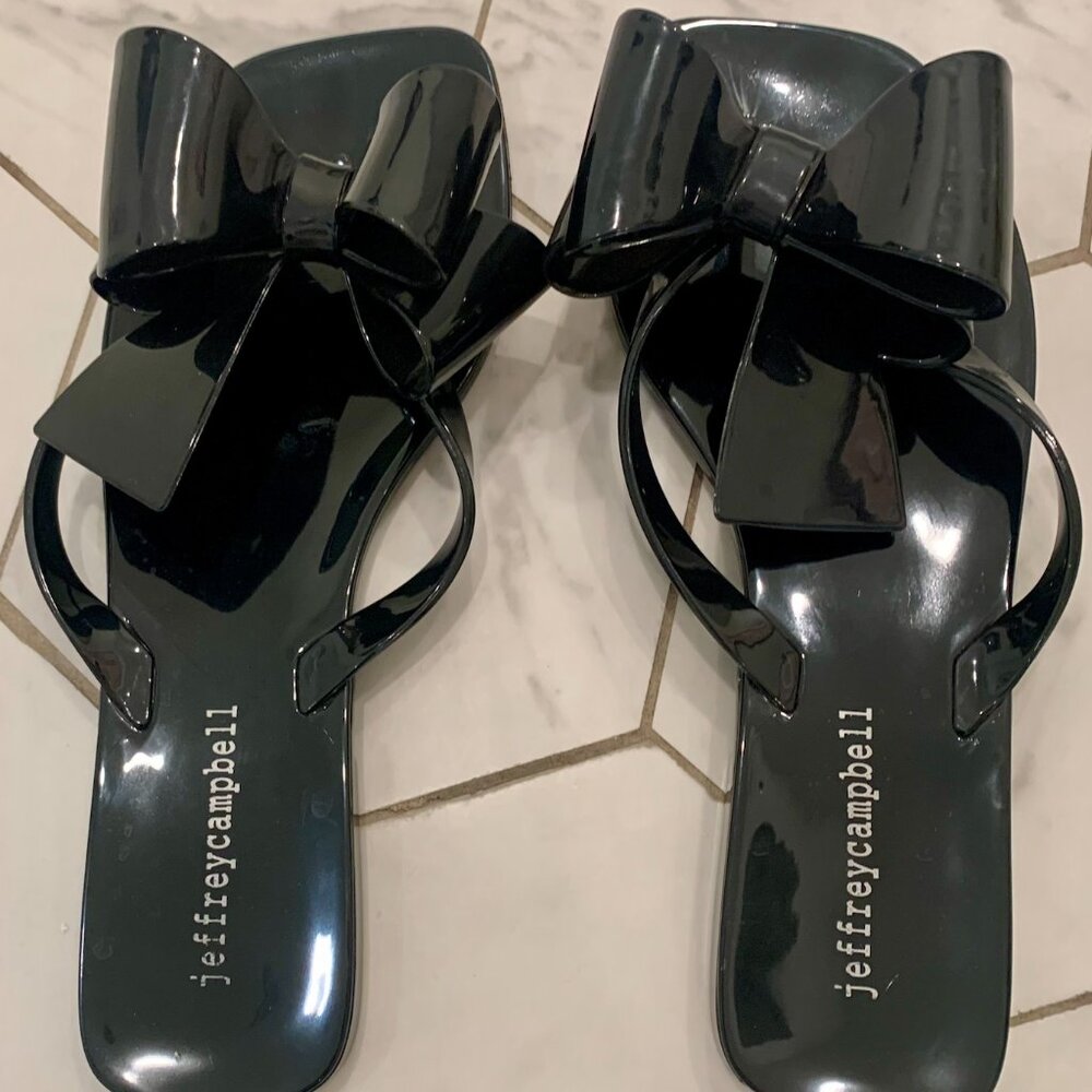 Jeffrew Campbell jelly bow flip flop sandals, size 7